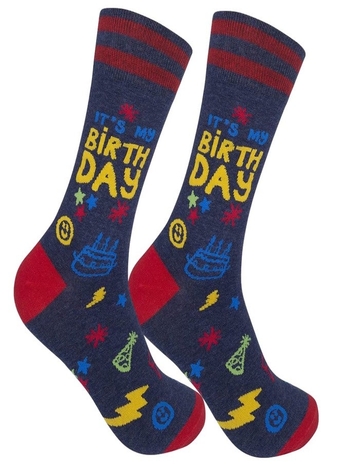 FUNATIC It's My Birthday Dress Socks for Men Women Boy Girl Adult Teen | Fun Day Apparel Gift Idea with Saying | Crazy Bday Outfit Accessory | Unisex Colorful Party Celebration Clothing Present - Image 1
